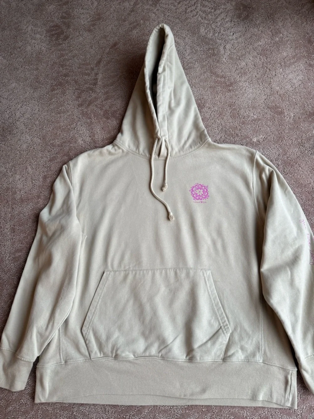 Natural Life ‘Do Good Things’ Beige Colorful Graphic Hoodie - Picture 3 of 7